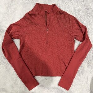 Lululemon burgundy speckled cropped quarter zip,